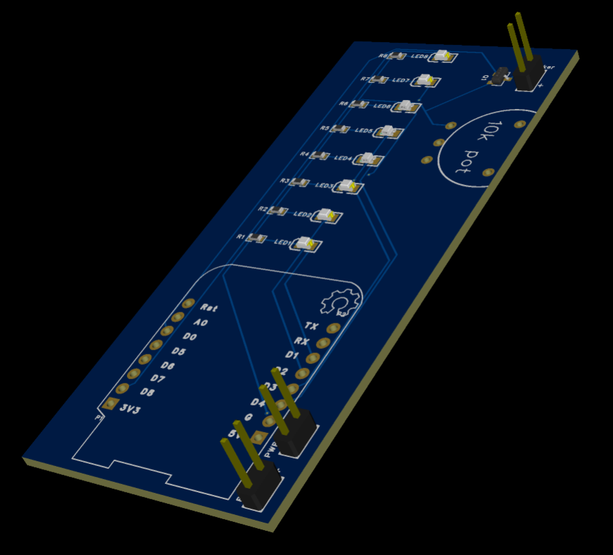 Custom PCB with surface-mount LEDs and MOSFET